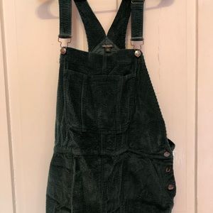Green corduroy overall dress